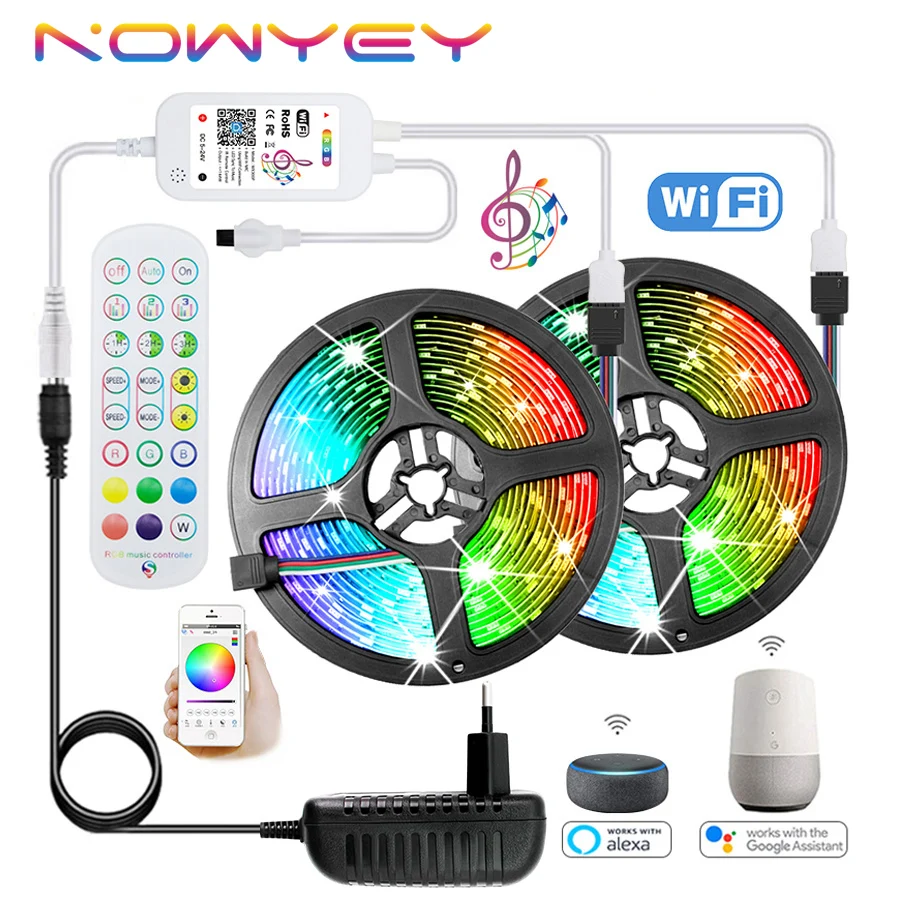 

Светодиодная лента с Wi-Fi, инфракрасный музыкальный триггер-контроллер, 12 В, 5050, RGB-лента, освещение для украшения шкафа, Рождественские декоративные светильники