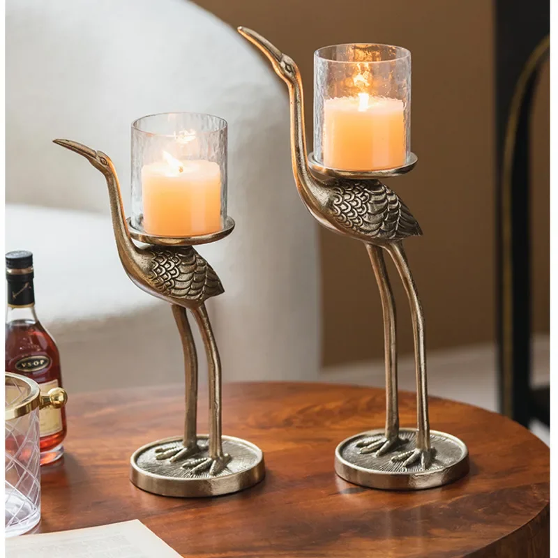 Creative Crane Candle Holder Vintage Do Old Candlelight Base Dining Table Atmosphere Craft Ornaments Wedding Romantic Decoration