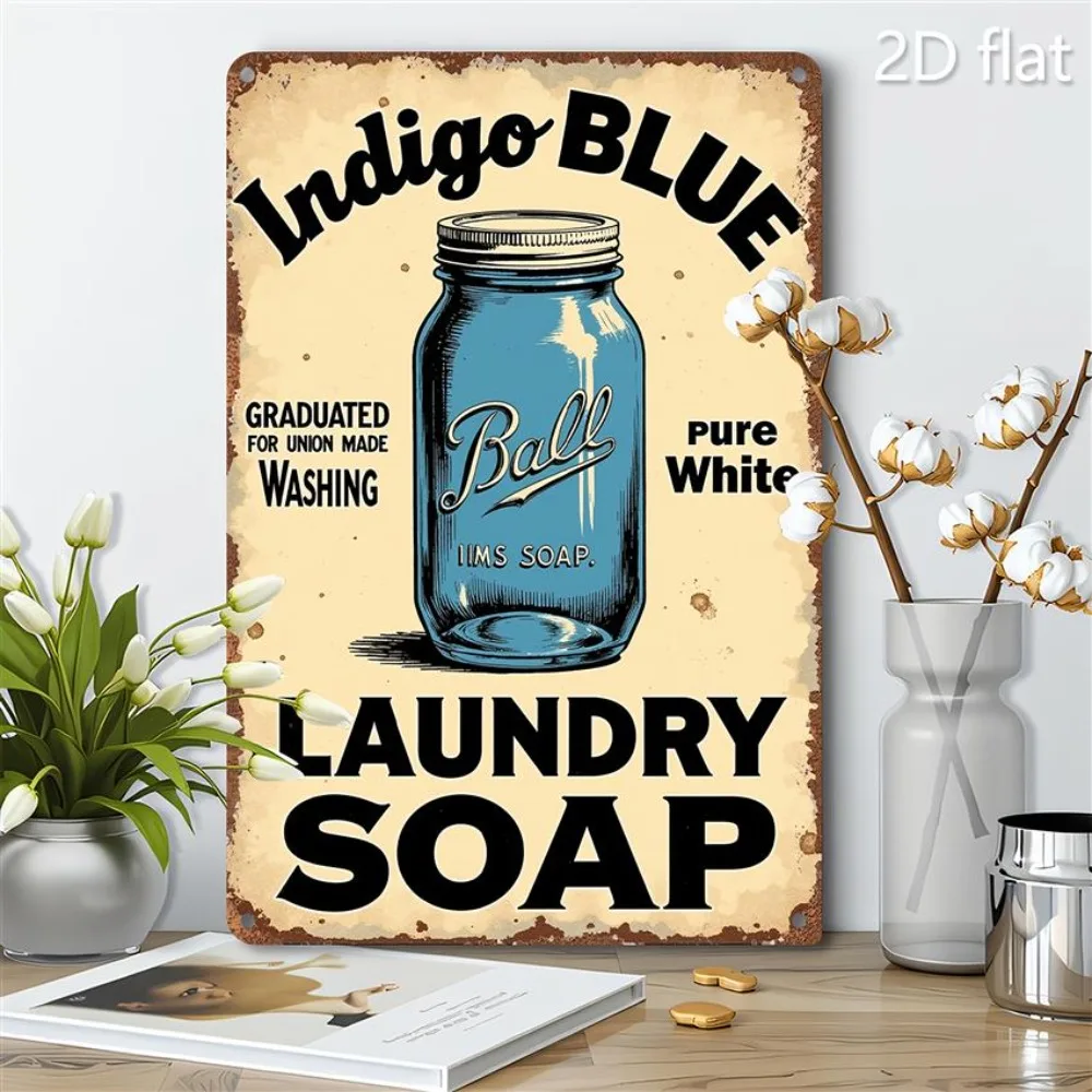 1pc Vintage Laundry Soap Advertisement Sign - Rustic Iron Metal Wall Art with Distressed Retro Design, Hanging Plaque Suitable