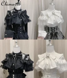 Japanese Style Mine Mass-Produced Lace long-Sleeved Shirt New 2024 Summer Sweet Girl Bow Cute Kawaii Blouse Women Lolita Tops