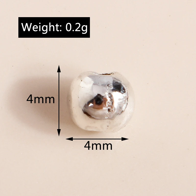 Leslie 100 Stück 4mm Legierungsanhänger Silberfarbene Metall-CCB-Rundperlen für Schmuckherstellung Zubehör DIY Großhandel – Detail 2