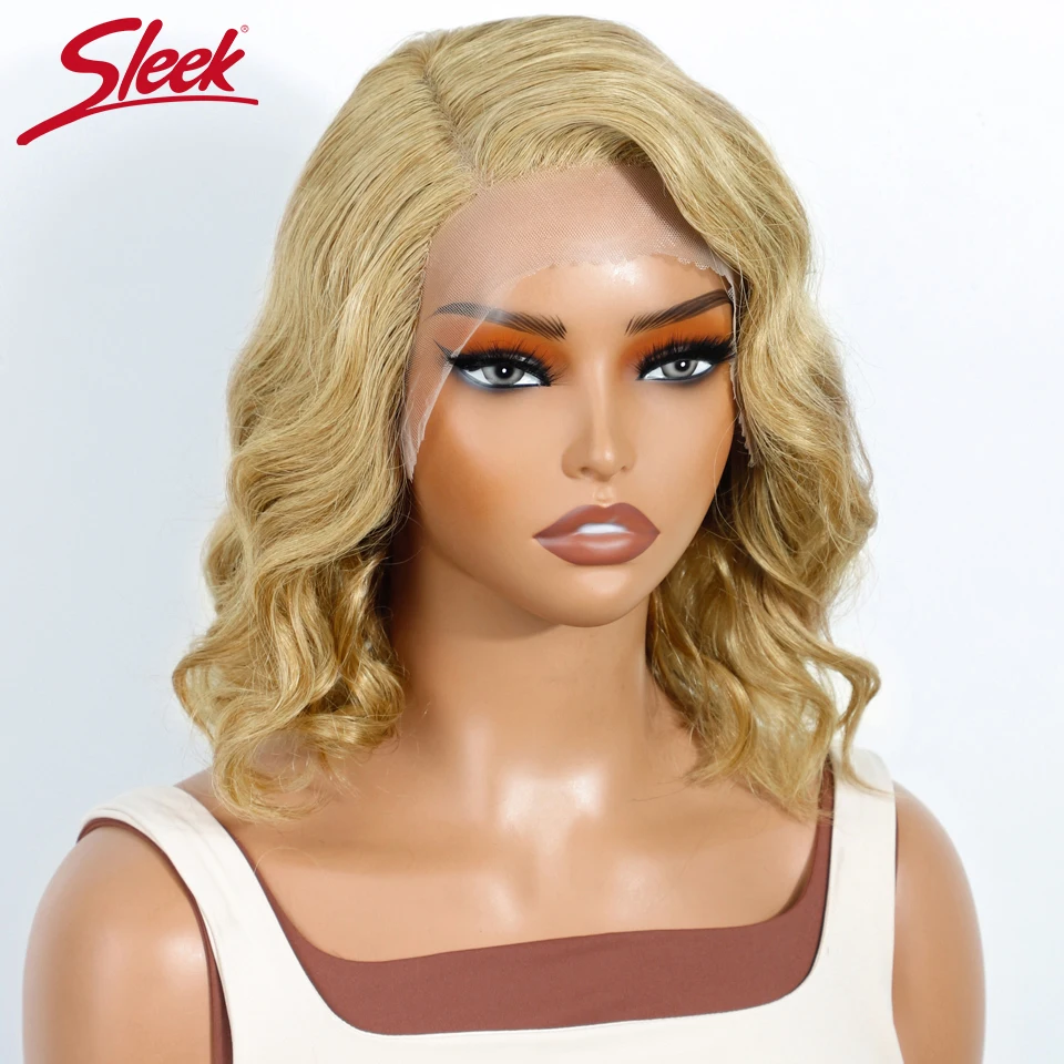 Brazilian Body Wave 13*5*2  Side Part Lace Frontal Wig  Short Bob Human Hair Wig Pre Plucked #16 Blonde 100% Human Hair Bob Wig