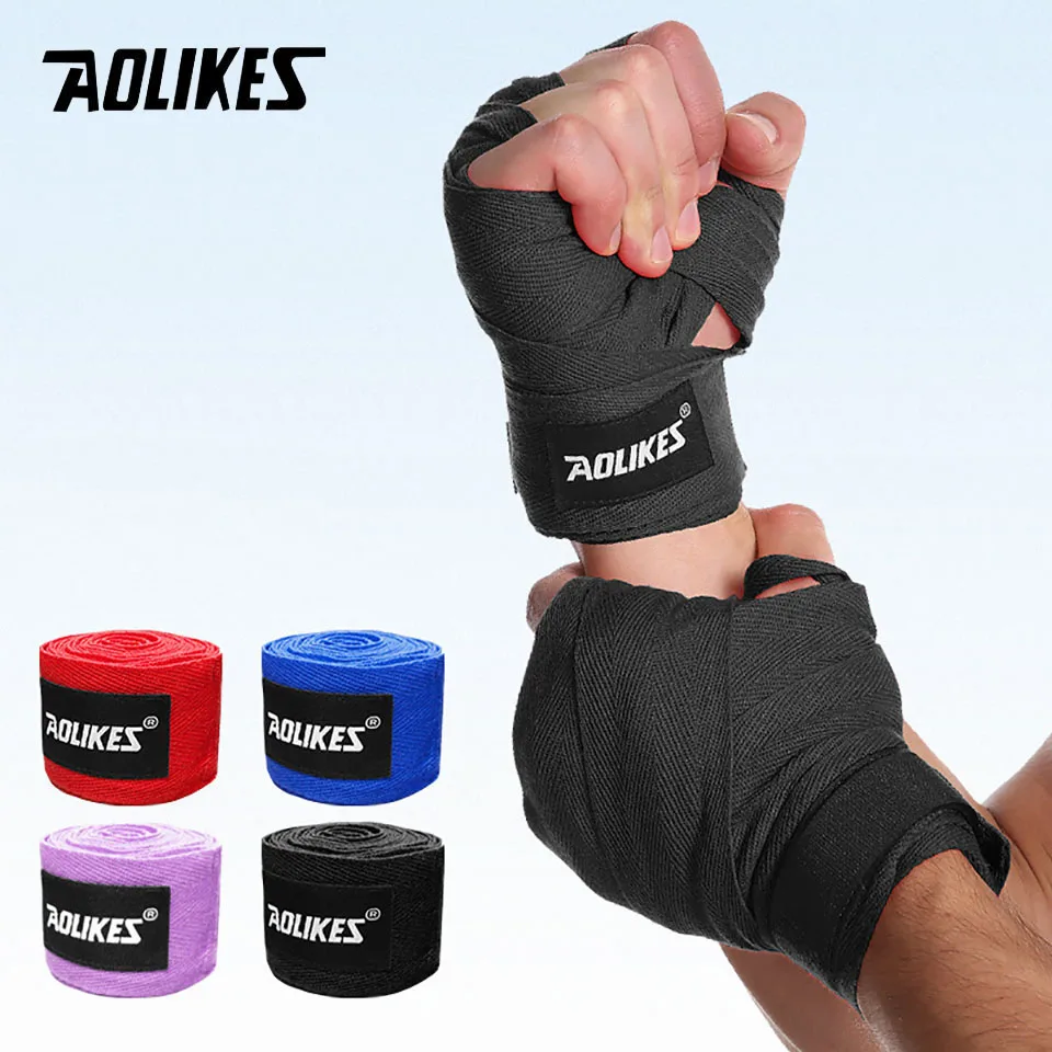AOLIKES 1 Pair 1.5/3/5M Boxing Bandage Sports Strap Sanda Kick Boxing MMA Hand Gloves Protector Belt Boxing Sports Wraps Bandage