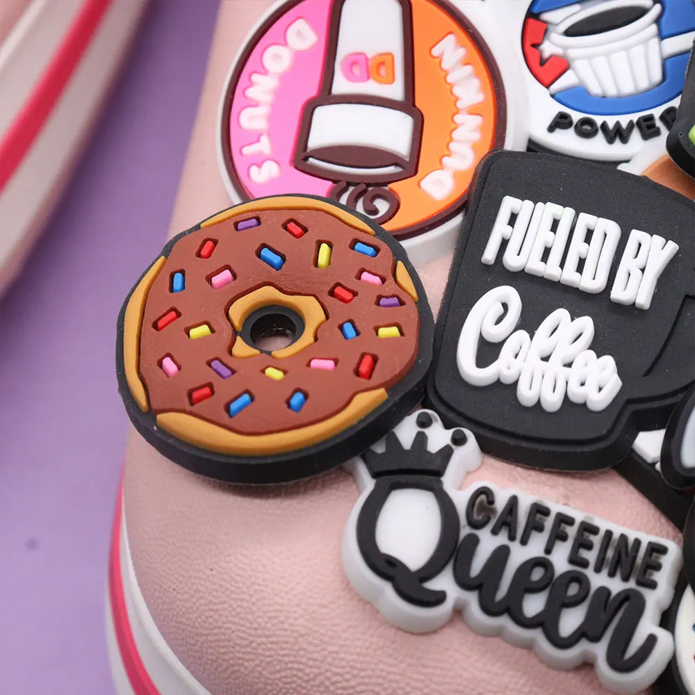 1Pcs PVC Drinks Coffee Because Adulting is Hard Shoe Charms Food Man Buckle Accessories Fit Party Gifts image 3