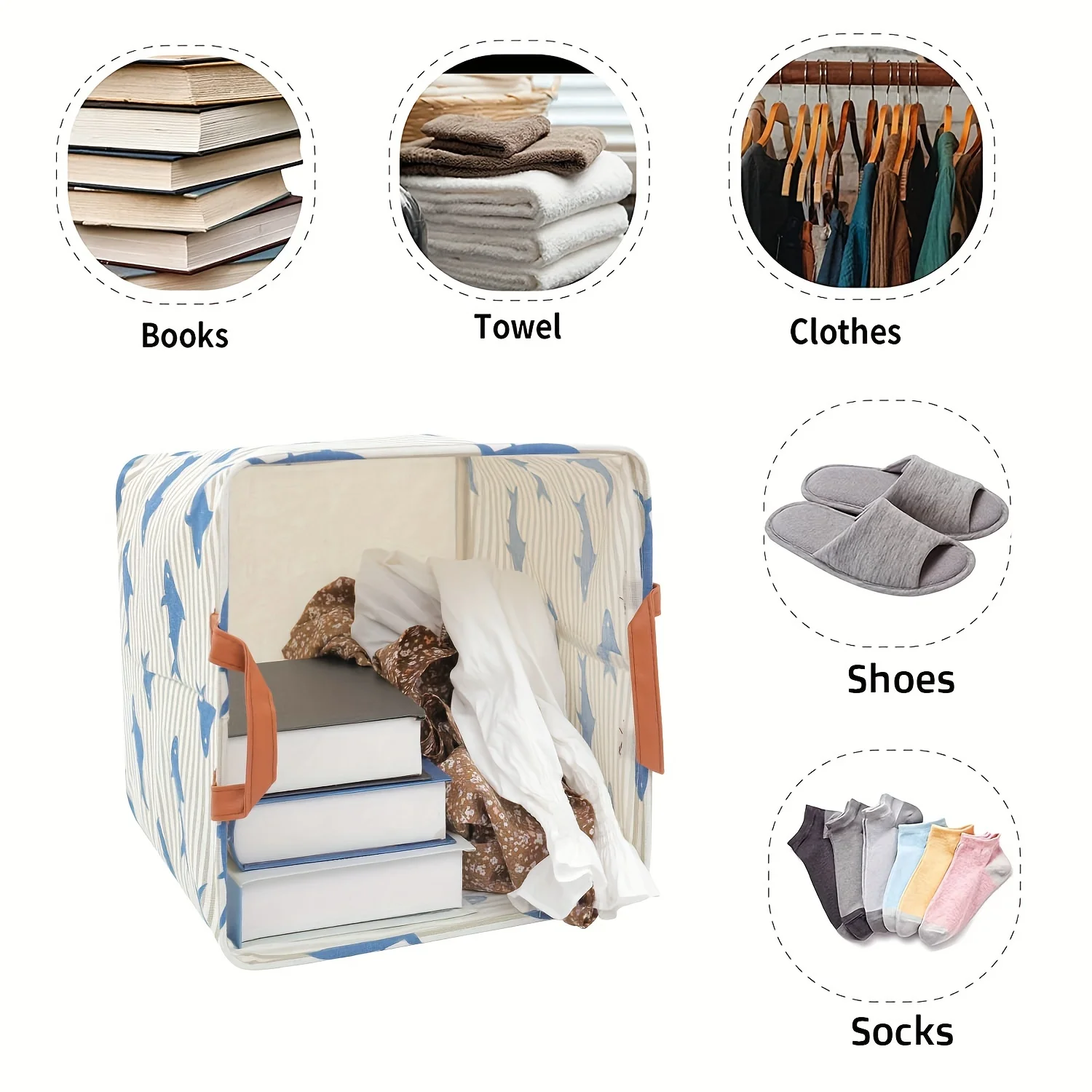 Large Capacity Square Folding Storage Basket Toys Clothes Organizer Waterproof  Leather Handles Laundry Hampe Home Storage Box