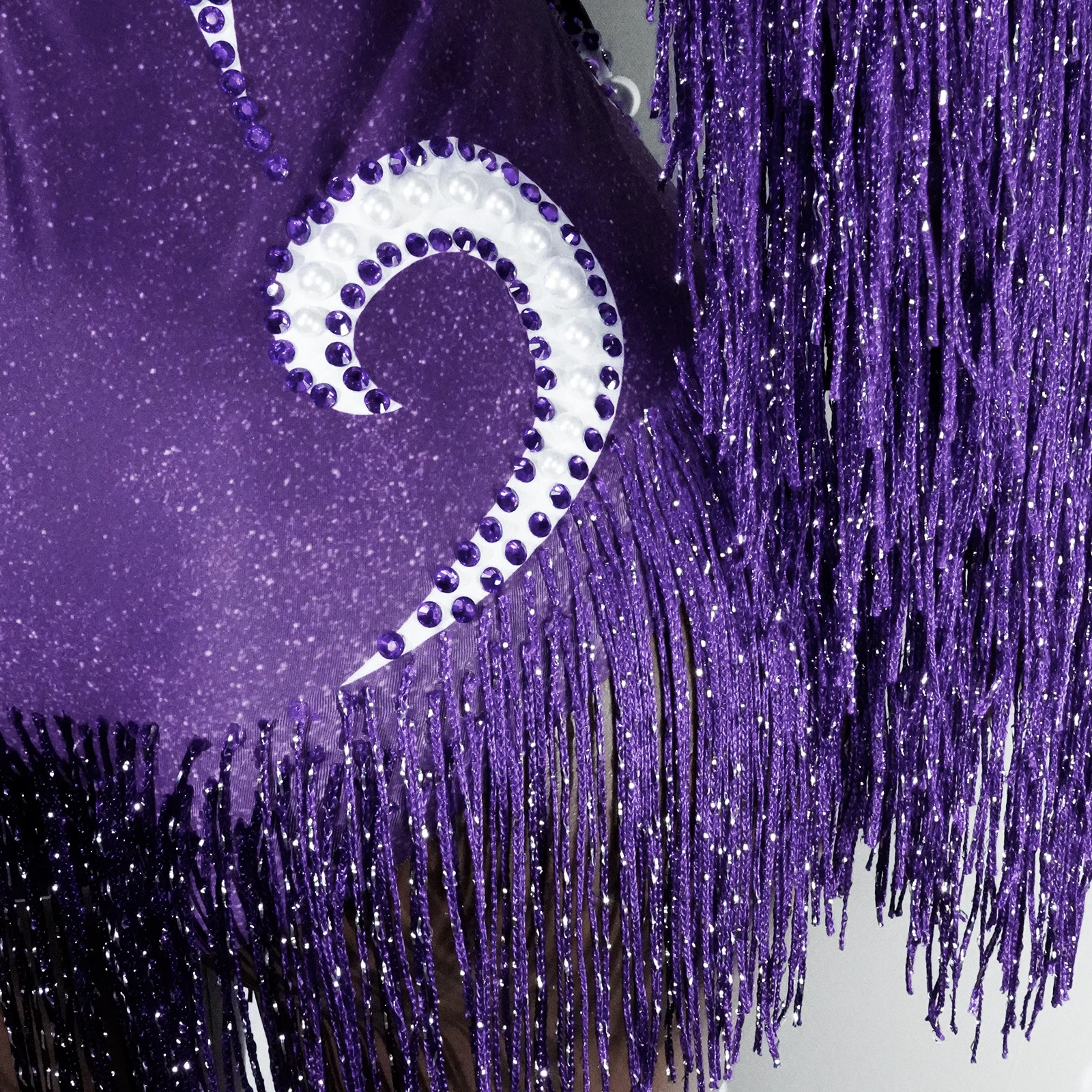 سباركلي الأرجواني الراين شرابة يوتار هامش ارتداءها ملهى ليلي المغني الرقص حفلة عيد ميلاد الزي المرحلة زي الأداء