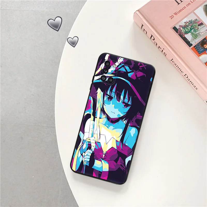 Phone Case for Samsung A35 5G A55 A02 A03 A04 A05 S8 S9 Note 10 Plus 9 8 A05S Anime Konosuba Megumin Soft Black Silicone Cover