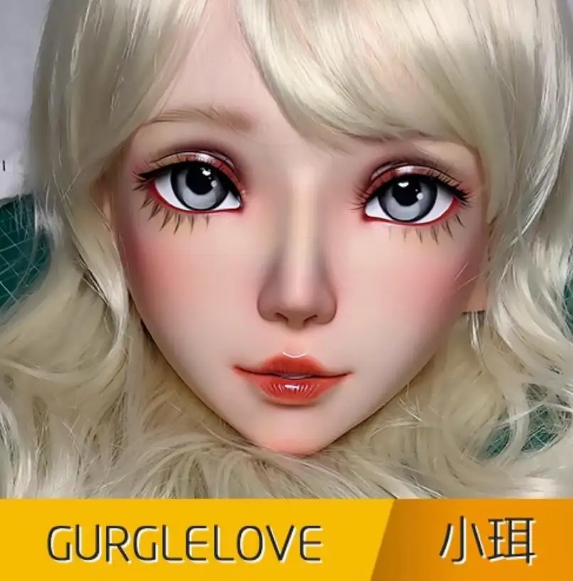 (ER)Female Sweet Girl Resin Half Head Kigurumi BJD Eyes Crossdress Cosplay Japanese Anime Role Lolita Mask With Eyes And Wig