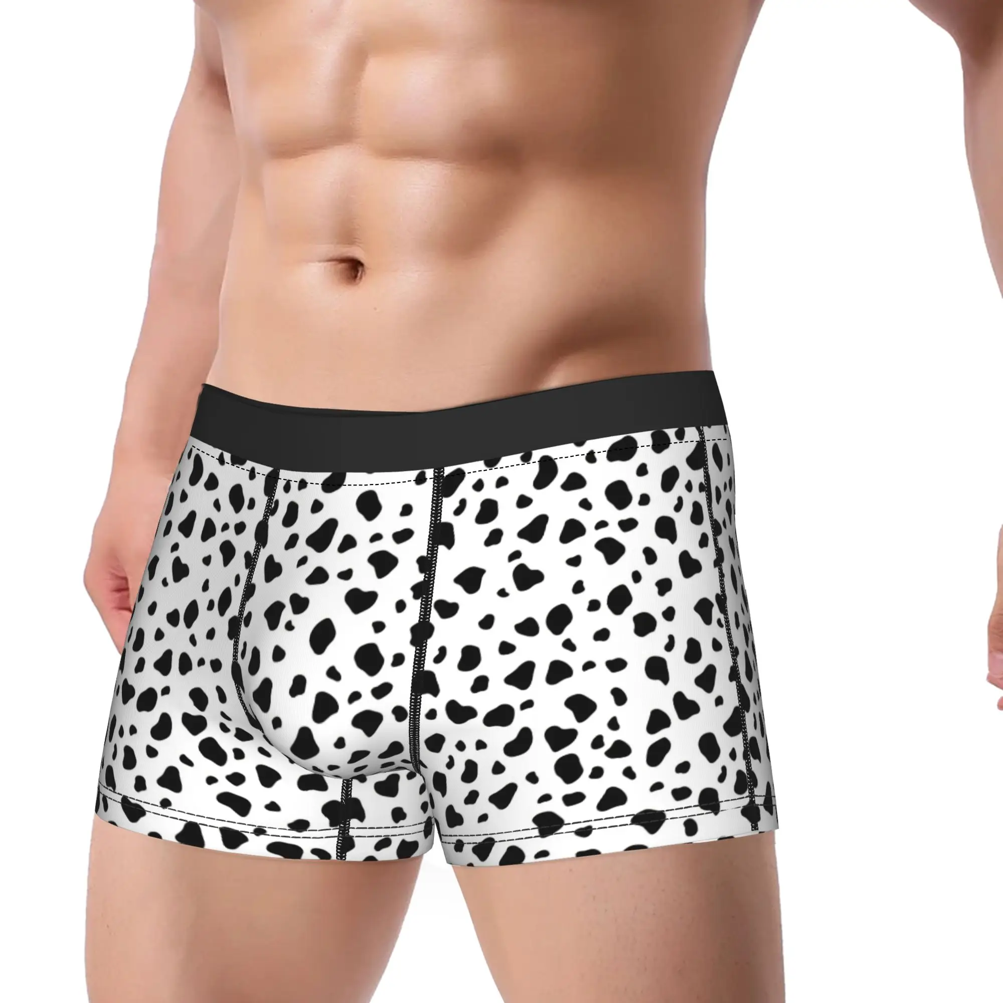 Cow skin pattern and dalmatian dog pattern Boxer Shorts Pouch Underwear Quality Print Boxer Brief Funny Man Underpants Plus Size