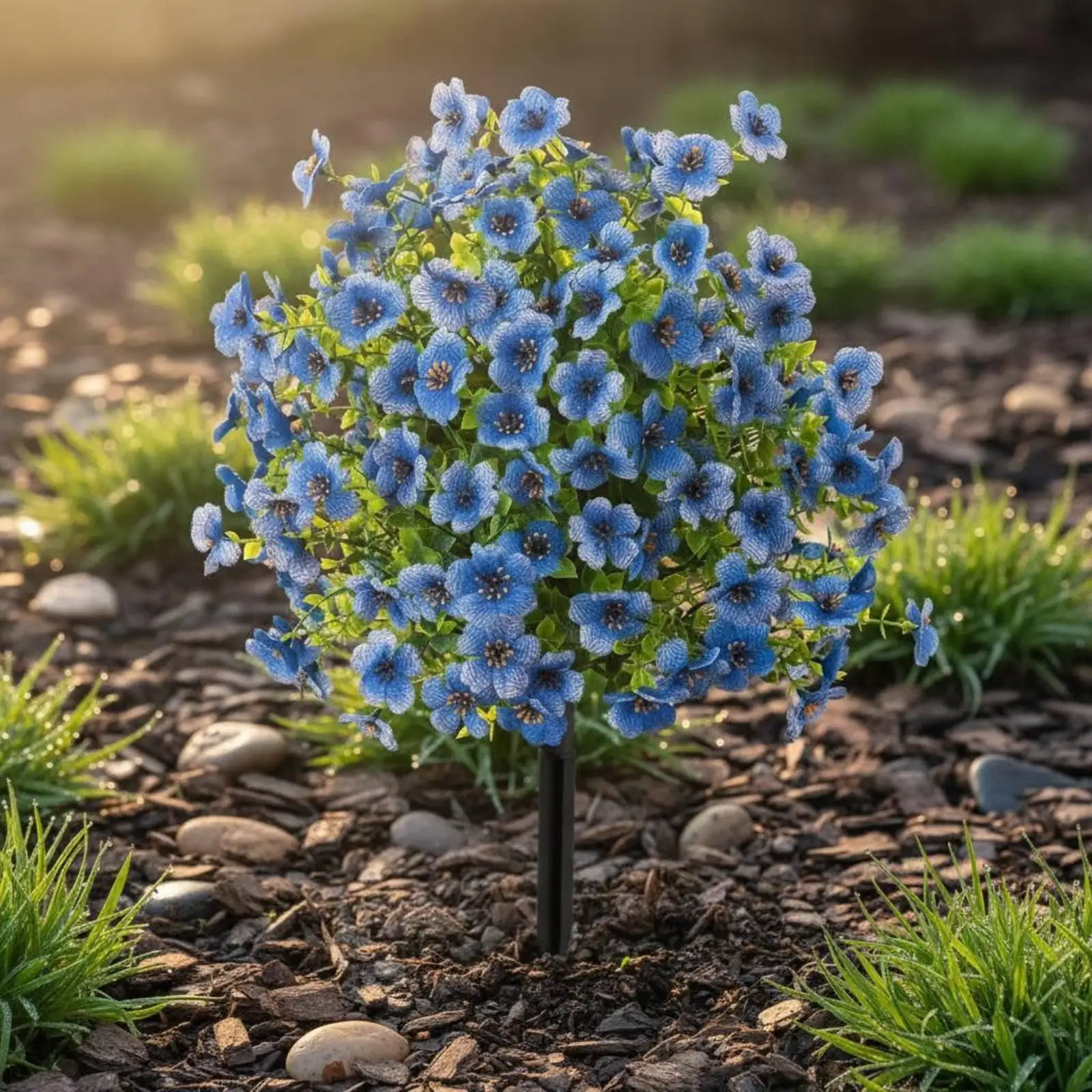 Realistic Violet Garden Stake Artificial Silk Flower Ground Insert for Porch Decor Planter Display