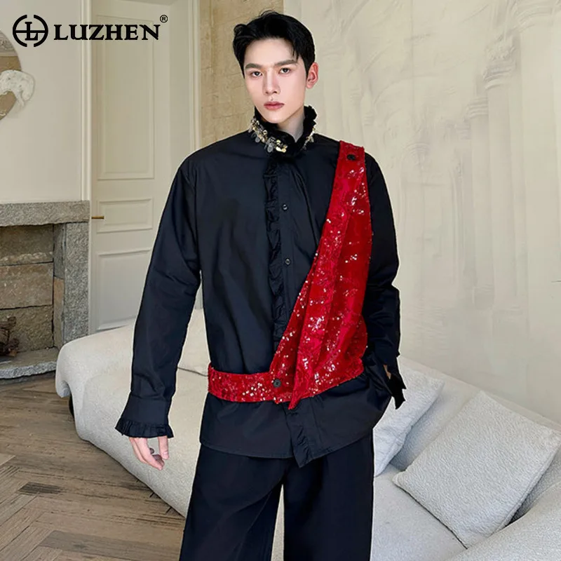 

LUZHEN 2025 New Personalized Sequin Patchwork Original Sleeveless Shirts Men's Fashion Night Club Outfit Party Tank Tops JY3460