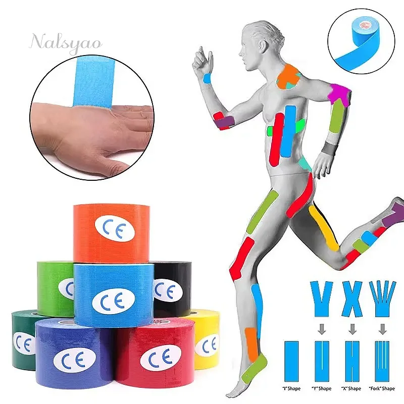 1pc Kinesiology Tape Athletic Bands 5m Sport Recovery Strapping Gym Waterproof Tennis Muscle Pain Relief Knee Bandage