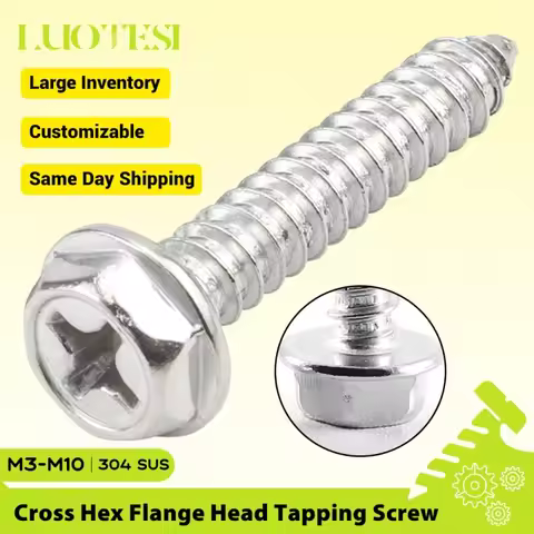 Cross Drive Hex Flange Head Self Tapping Screws 304 Stainless Steel M3 M4 M5 M6 M8 M10 Phillips Recess Hex Washer Head Screw