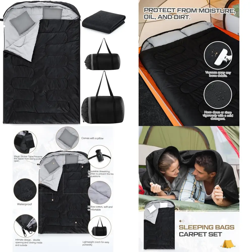 

Waterproof Adult Sleeping Bag with Cotton Liner for Camping, Felt Tent Carpet Mat, Keeps Warm and Dry