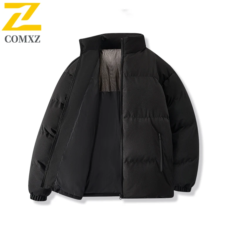 

Men's Parka Coat Stand Collar Windproof Warm Solid Color Lightweight Padded Jacket Hiking Travel Ski Work Winter Bread Jacket