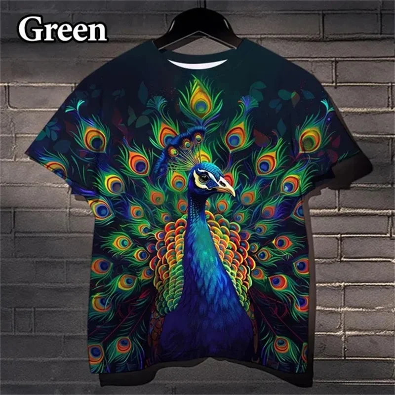 3D Printed Beautiful Peacock T-Shirt For Men Cool Feather Pattern Tees Casual Personality Women Top O-Neck Short Sleeve T Shirts