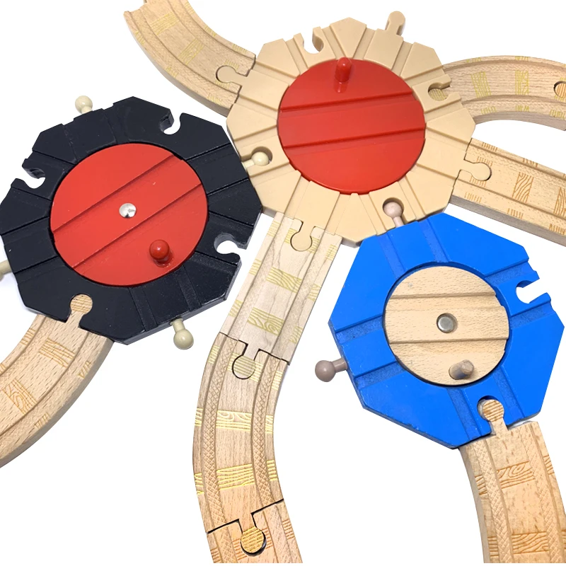 Accessori per binari per giradischi a otto vie Treno in legno Giocattoli per binari per bambini Compatibile in plastica Giocattoli per ragazzi in legno Regali X7