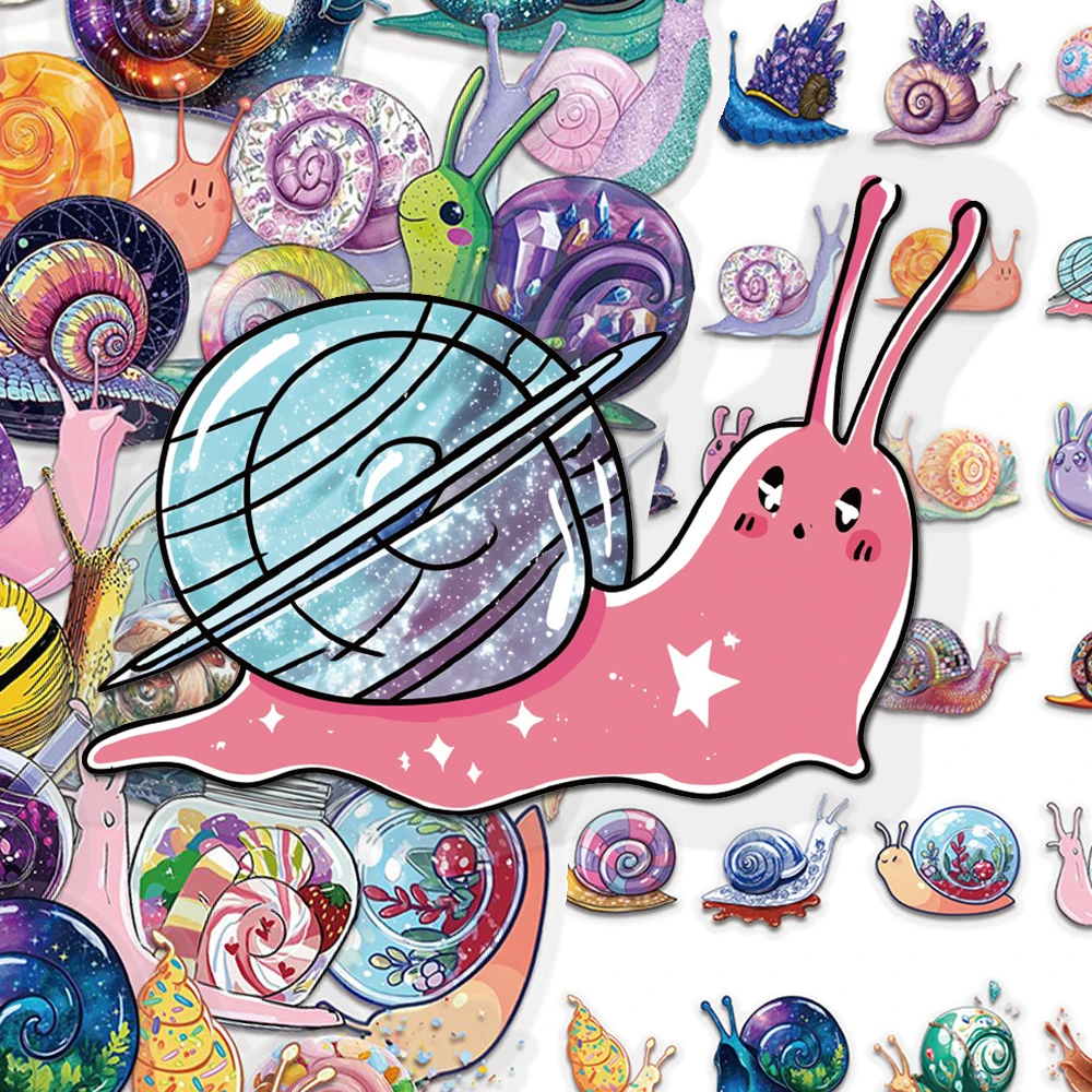 10/30/50pcs Cartoon Transparent Colorful Snail Stickers Cute Graffiti Sticker Toy DIY Scrapbook Phone Suitcase Decals Wholesale