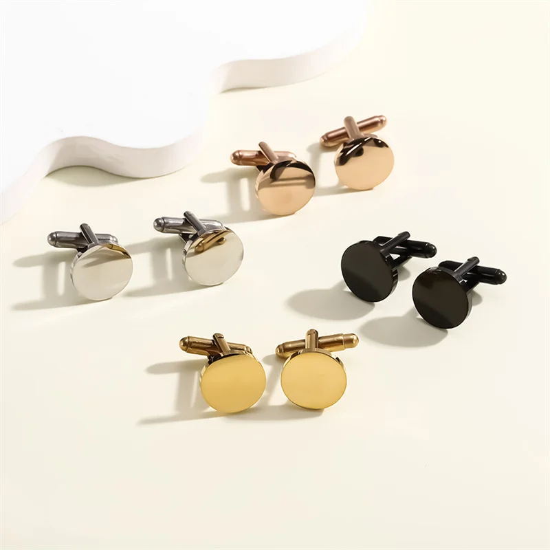 Novelty Hot Selling Cufflinks High Quality Smooth Stainless Steel Laser Drawing Design Cuff Links Wedding Business Jewelley