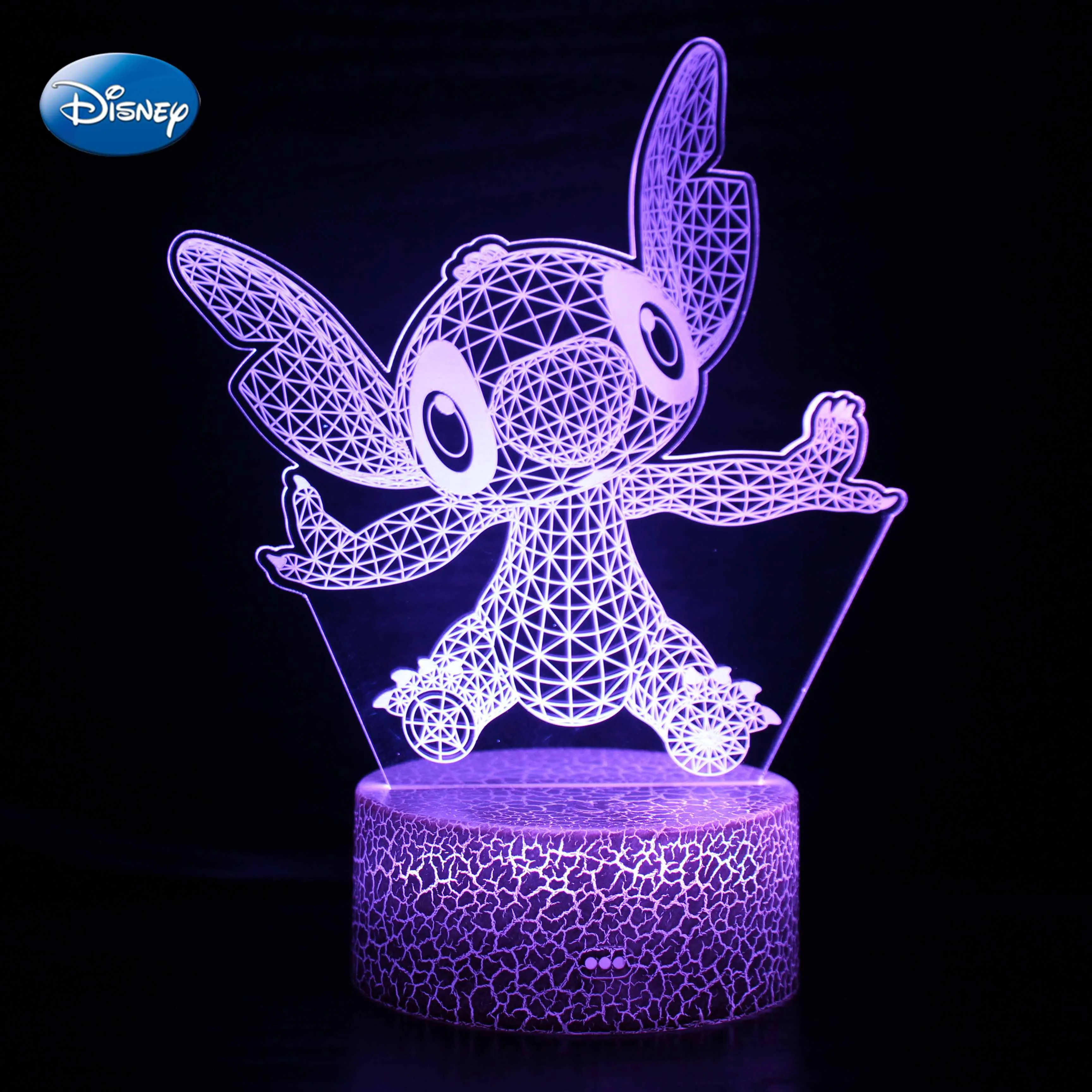 Disney lilo & stitch 3d luz da noite anime figura ponto 16 cores led toque noite candeeiros de mesa casa quarto decoração crianças brinquedo presentes