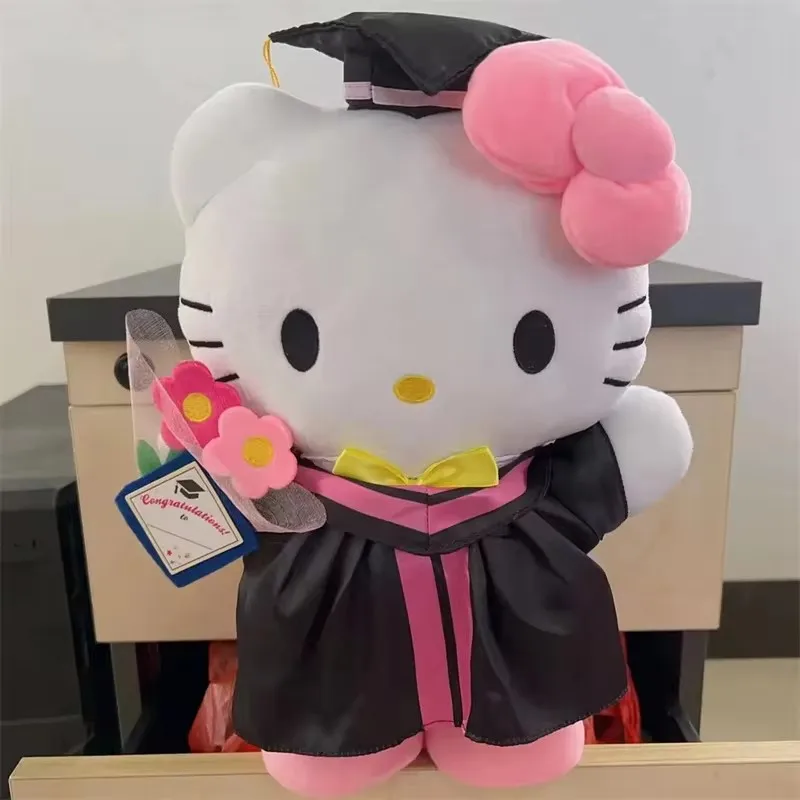 Sanrio Nieuwe Graduate Seizoen 35 cm Kawaii My Melody Hellokitty Kuromi Cinnamoroll Zachte Pluche Souvenir Pop Afstuderen Kerstcadeau