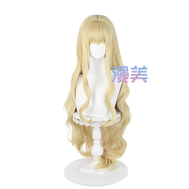 Peluca de Cosplay Mashiro Rima de 100cm de largo, pelucas de mujer Cruly doradas claras, accesorio de pelo sintético resistente al calor, peluca de Anime para Halloween