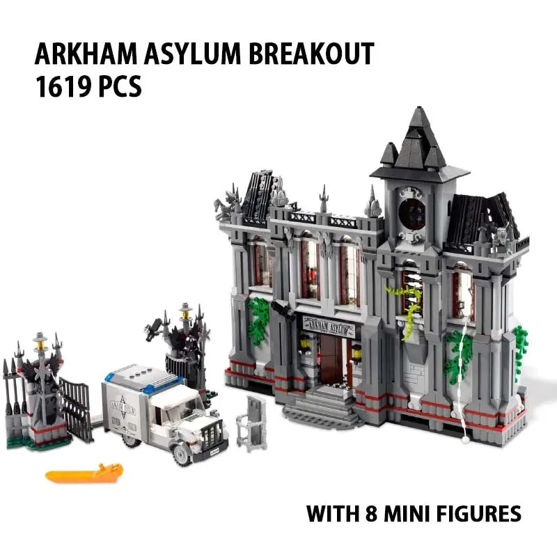 1619PCS Super Heros Arkham Asylum Breakout Building Blocks Bricks Toy Compatible 10937 Education Birthday Christmas Gift