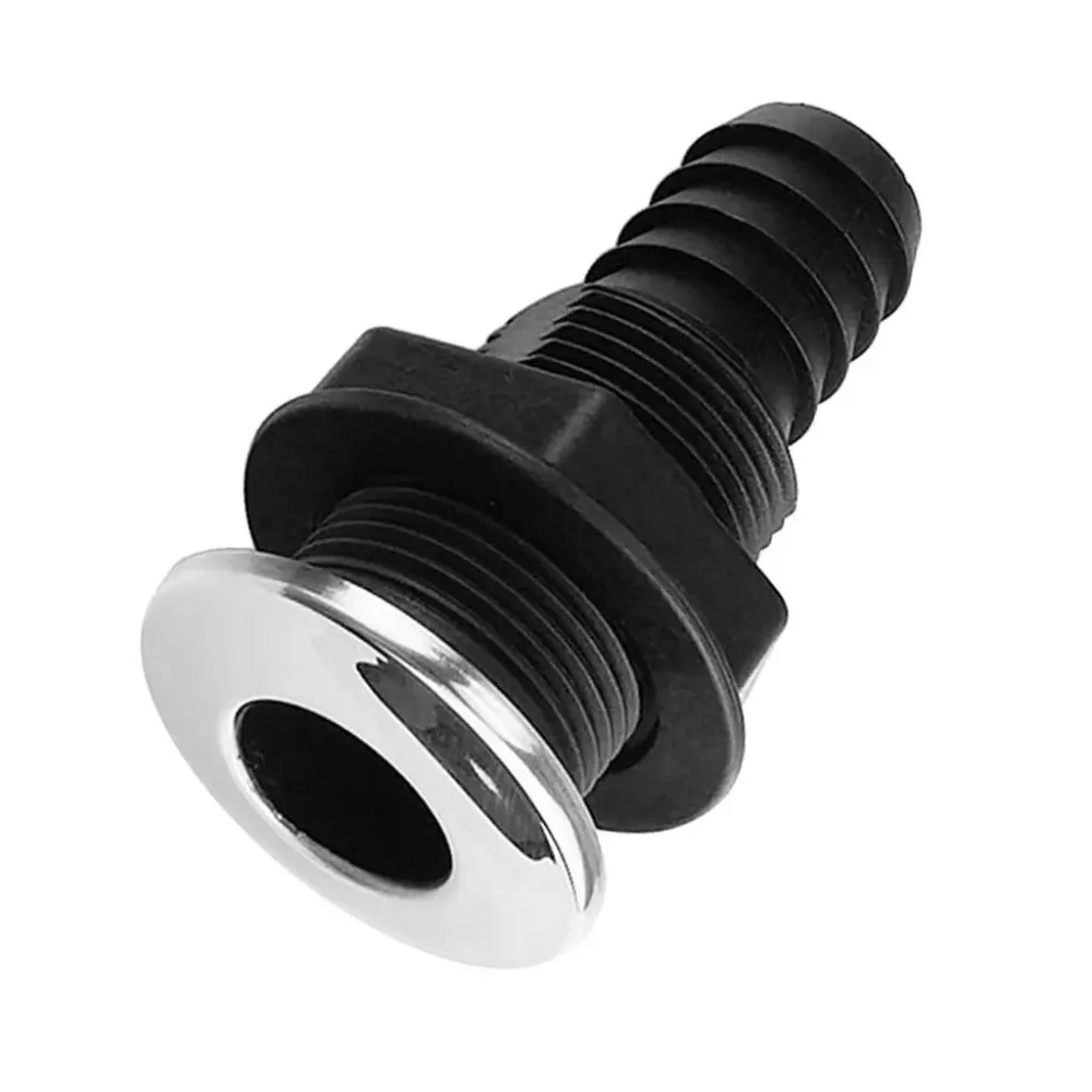 Durable 20 mm Hose Through-hull Hose Connector Black Plastic Hose Connector Accessory Thru Hull Fitting for Boat Yacht Drainage