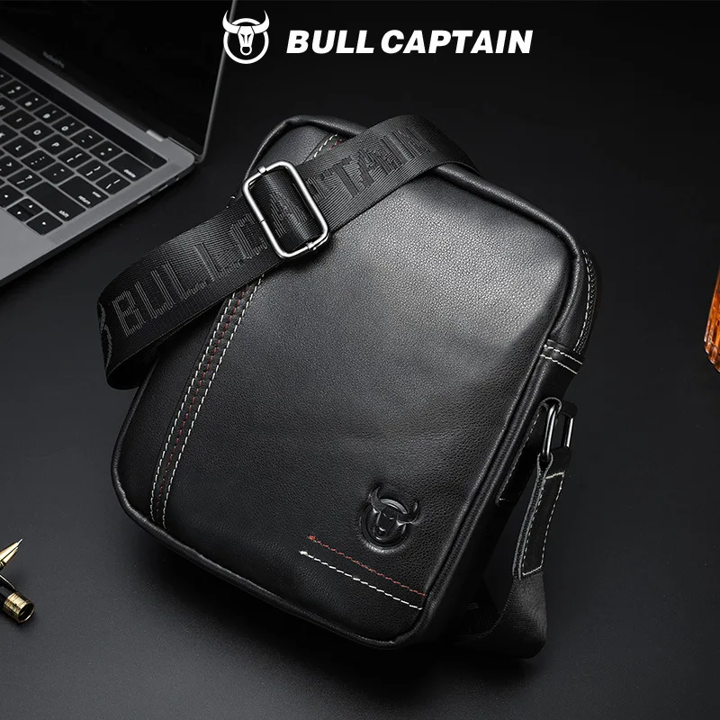 Real leather men's square shoulder bag business travel mobile phone tablet storage large capacity shoulder crossbody bag