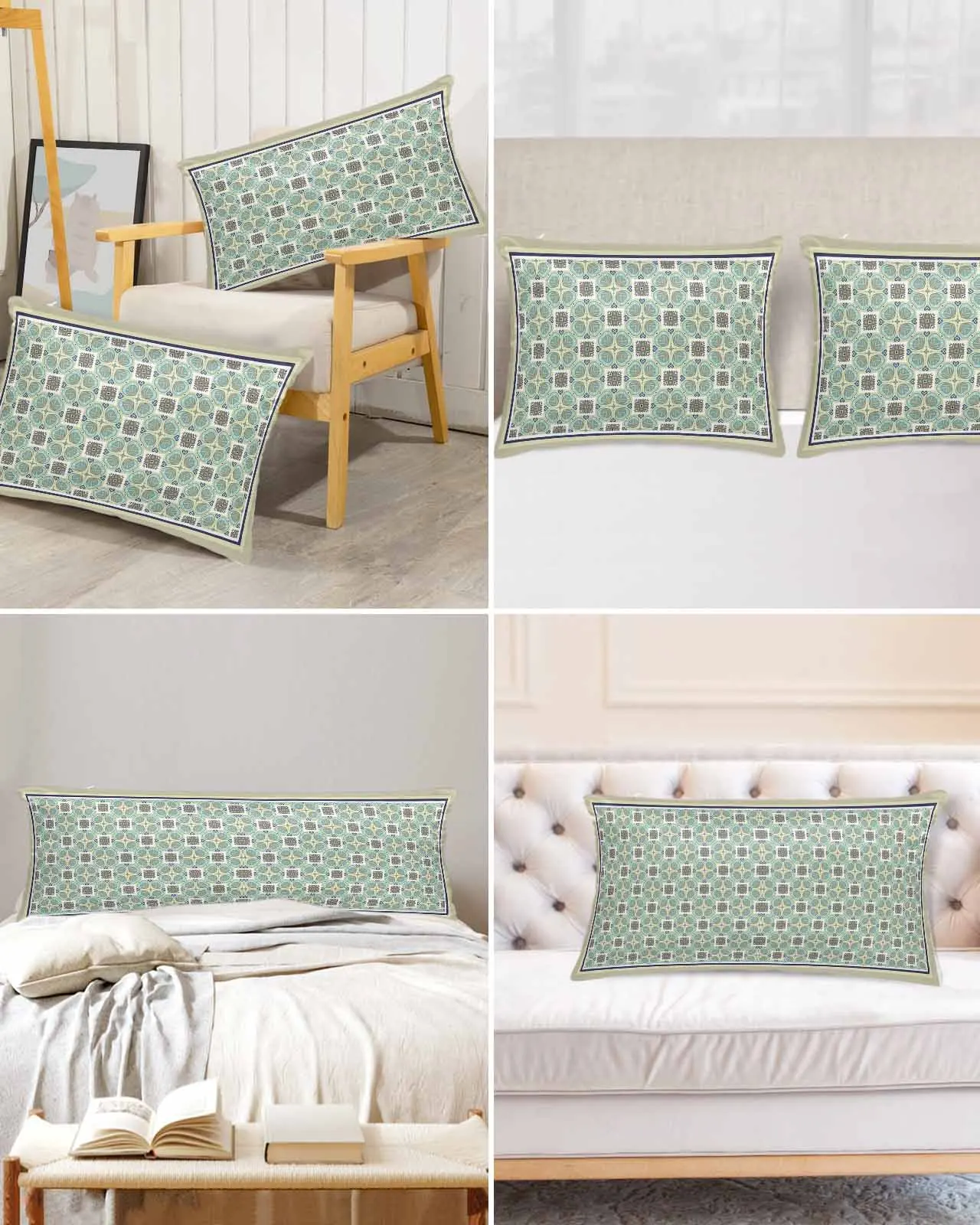 Boho-Stil Mandala Muster Retro Bett Satin Kissen bezug moderne Sofa Kissen bezug Fall Schlafzimmer Satin Kissen bezüge Wohnkultur