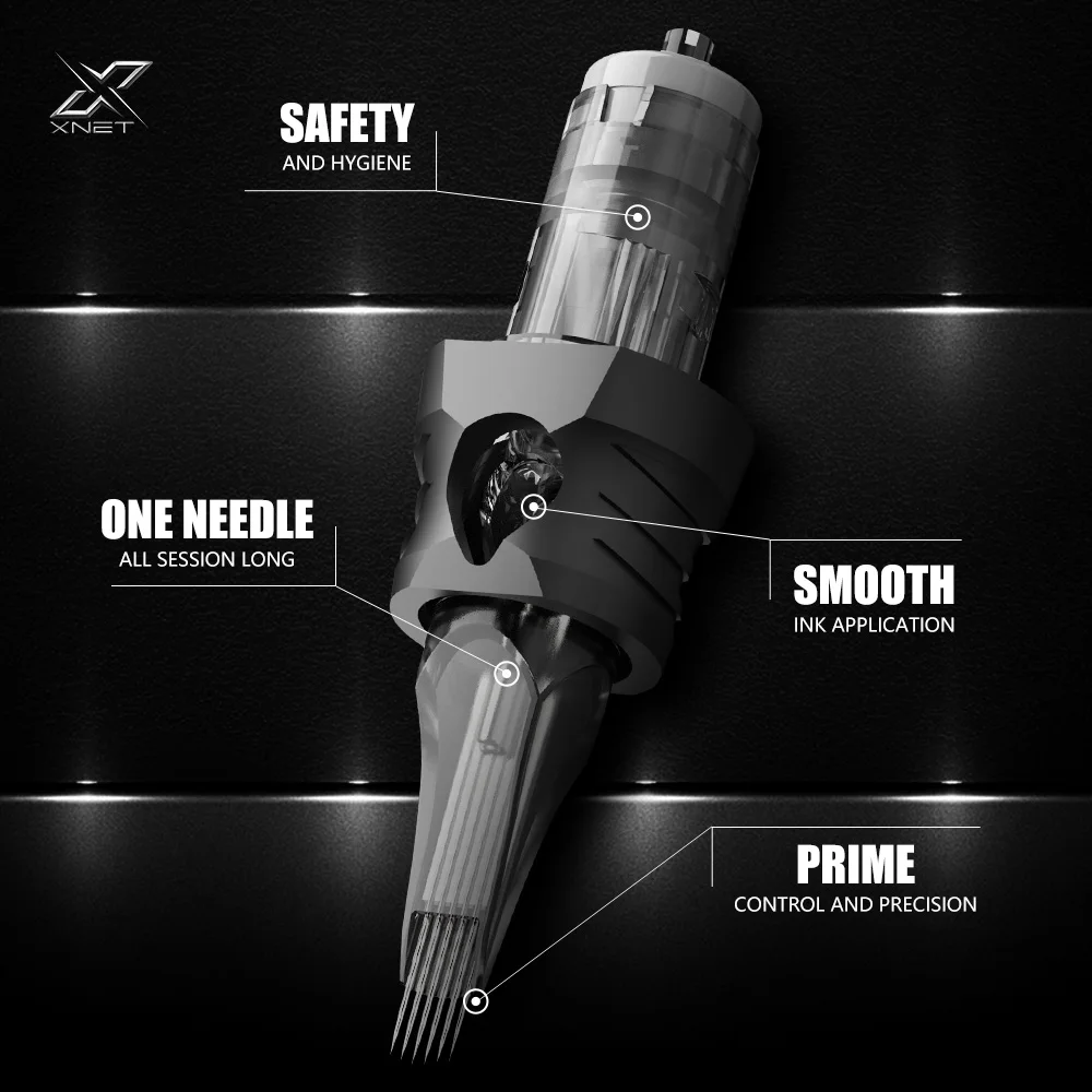 XNET أورورا خرطوشة الوشم الإبر 20 قطعة RL/RM/RS المتاح سيليكون معقمة سلامة الوشم الإبر لآلة الوشم