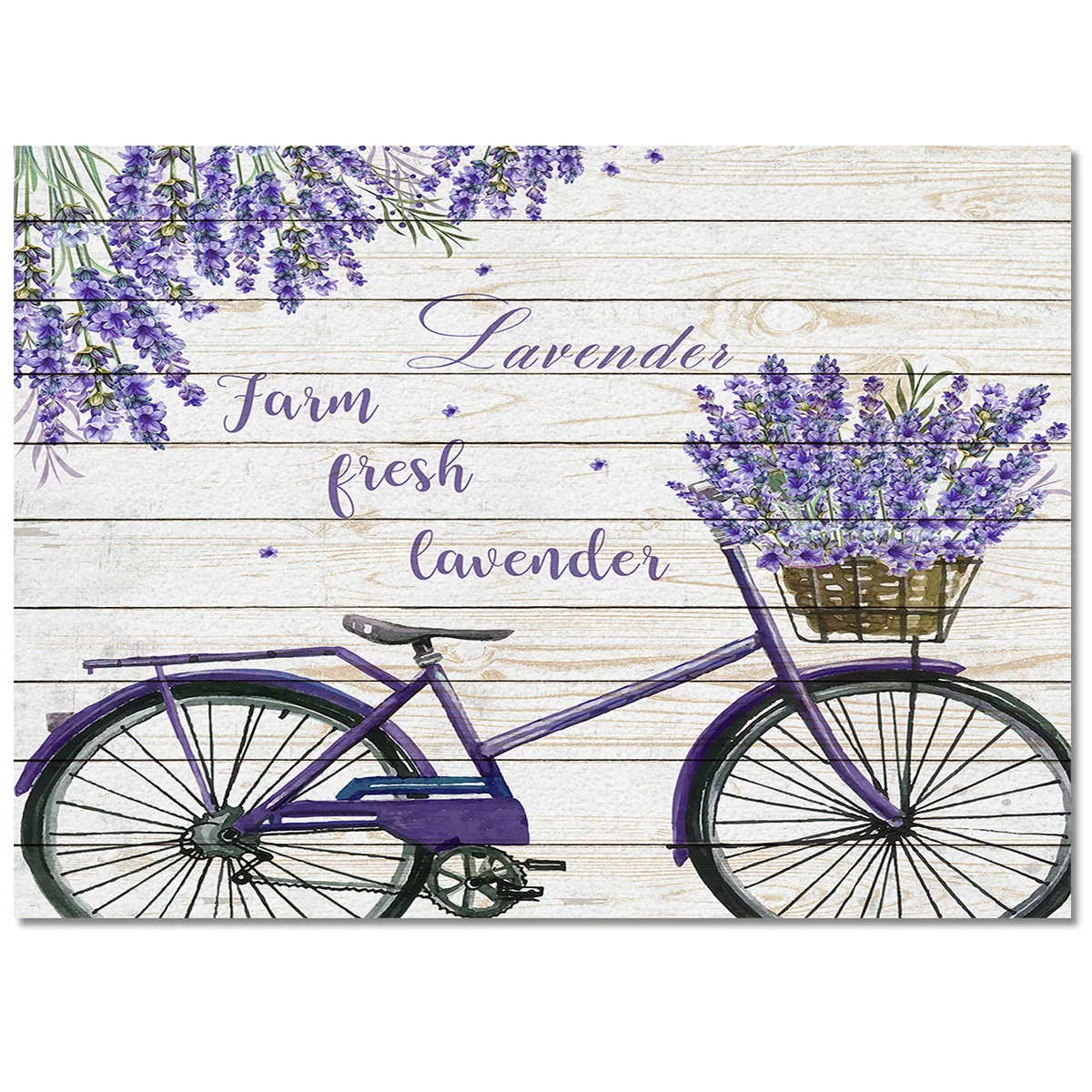 American Pastoral Lavender Bicycle Wood Texture Living Room Floor Mat Children's Room Bedroom Bedside Carpet Kitchen Door Mat