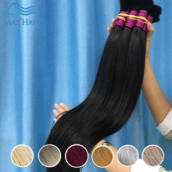 MaxHair 100% Raw Human Virgin Hair Unprocessed Cuticle Aligned Hair Straight Bundles Hair Bulk Extensions Cabelo Humano Atacado