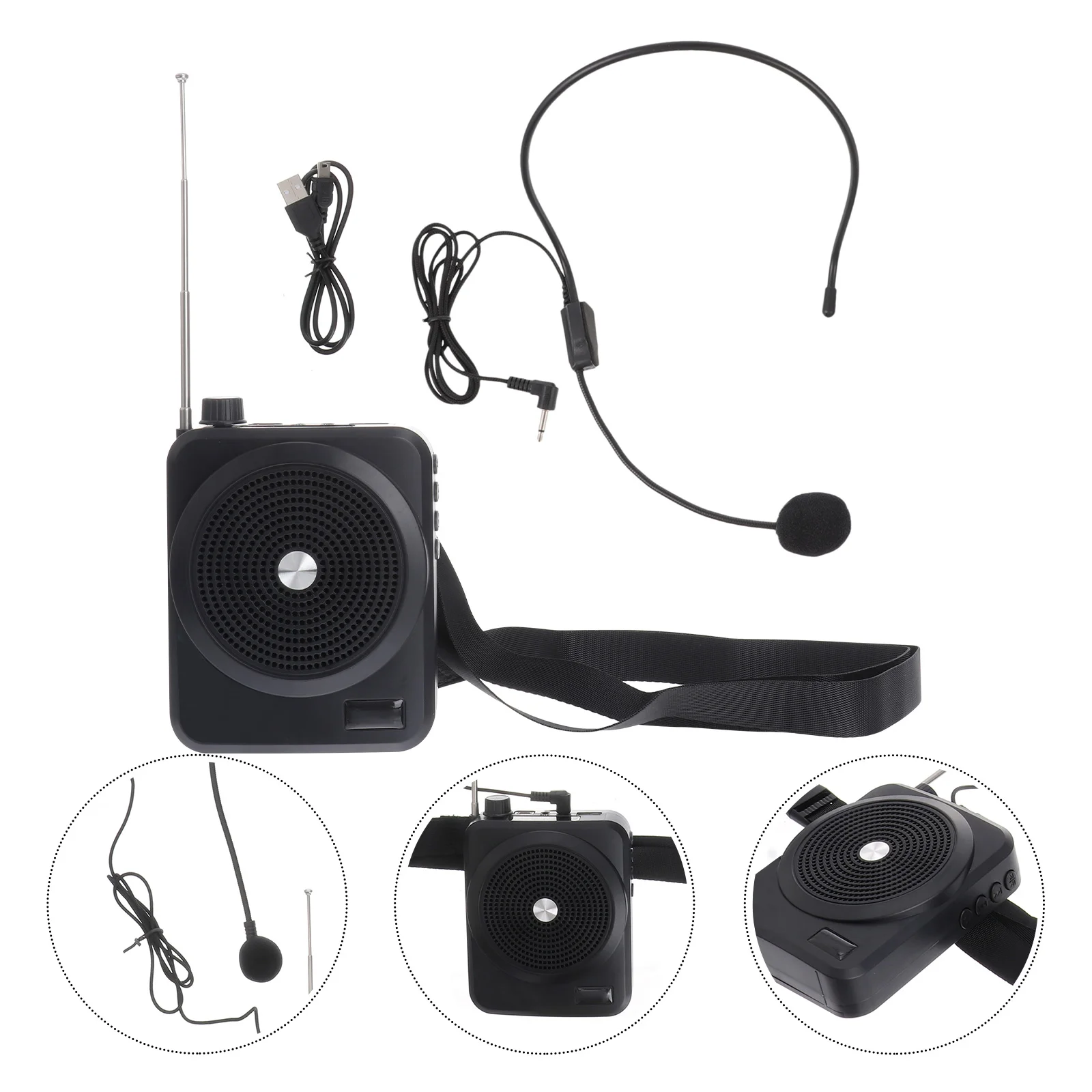 

Portable Wireless Speaker Voice Amplifier Black USB Card Mini Size Loud Sound Multifunctional Speaker Outdoor