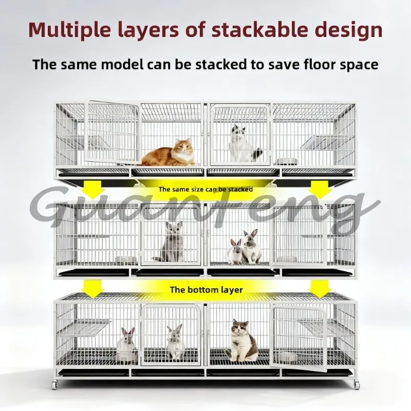 Multi-Layer Breeding Cage with Divider, Double Layer Pet Cage for Cat Pigeon, Pet Store Kennel Cage