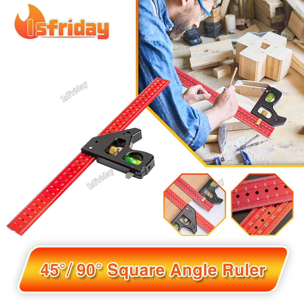 

Angle Scribing Ruler High-precision Woodworking Aluminum Alloy Multifunction Marking Gauge 30/40cm Long Movable Scribe Ruler