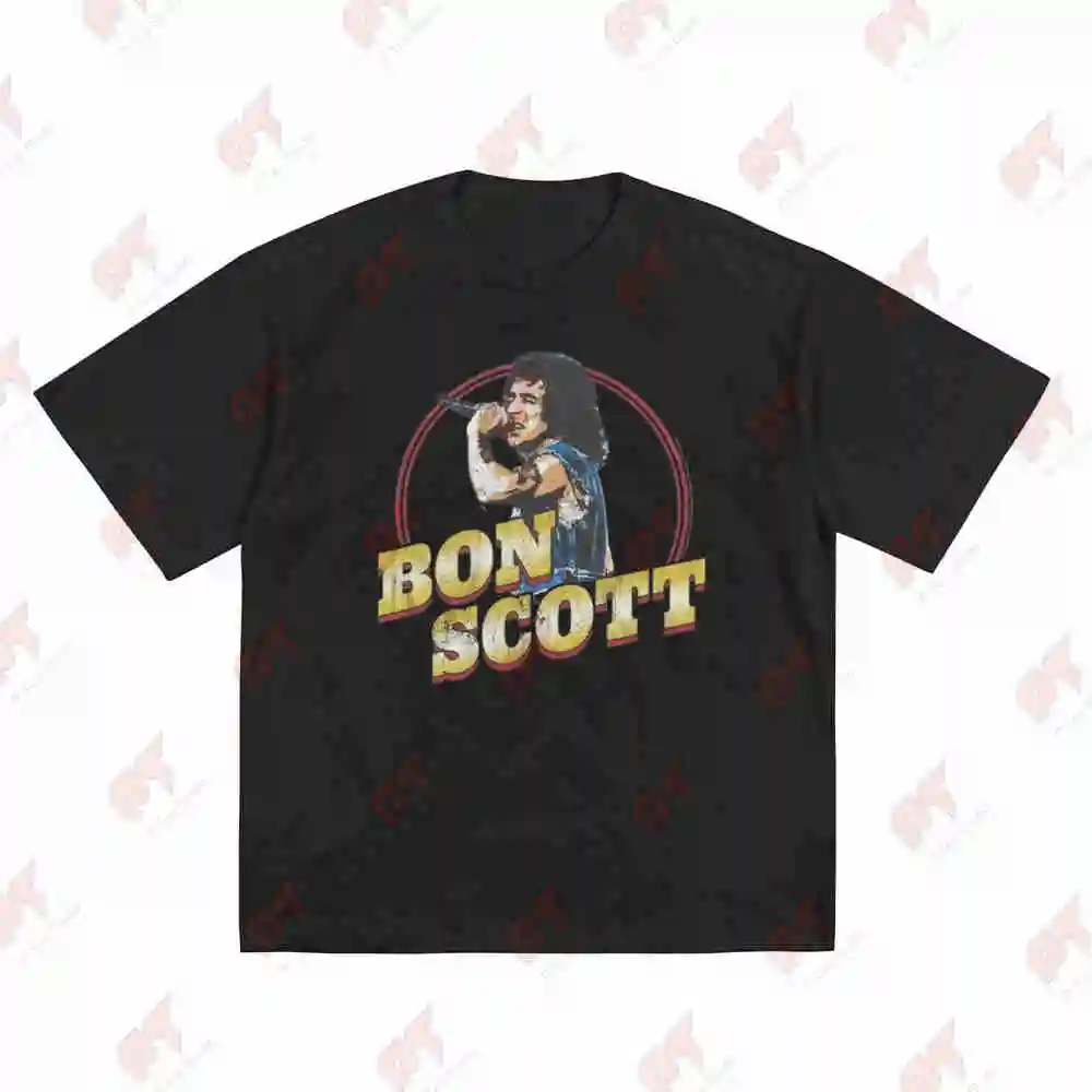Bon Scott 70S Classic Rock Singer Singing Short Sleeve Tee 100% Cotton T-Shirt