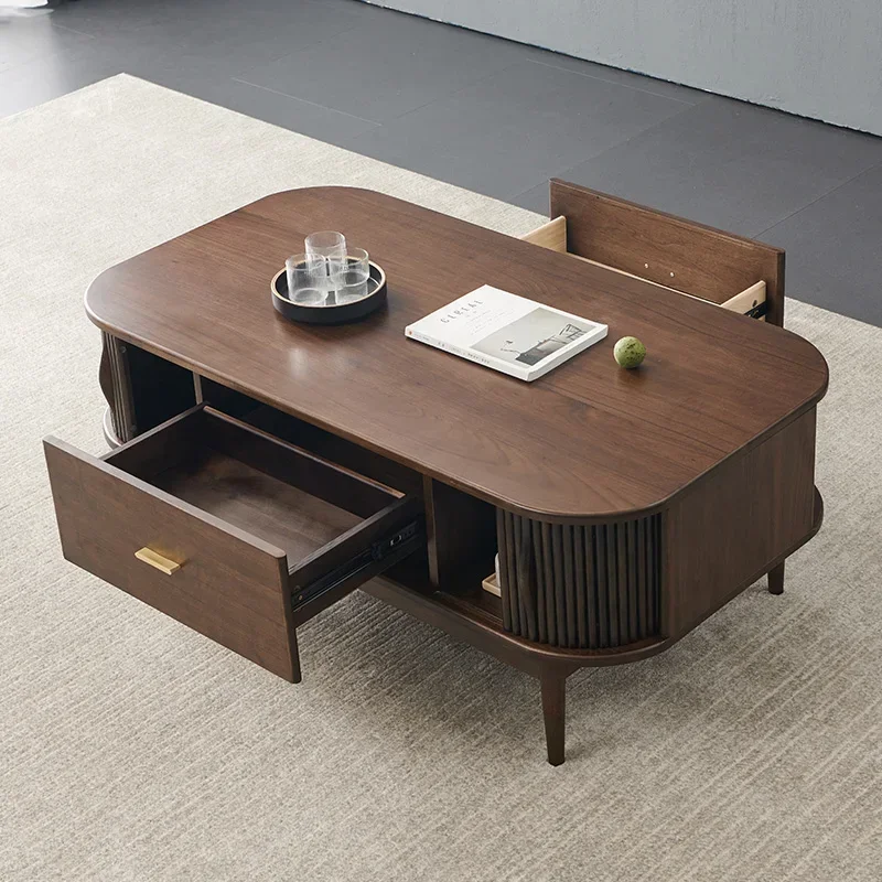 

Овальный журнальный столик цвета скандинавского черного ореха, чайный столик из цельного дерева, чайный столик специальной формы для гостиной, японский стиль