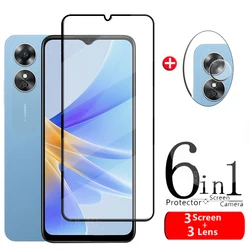 6-in-1 For OPPO A17 Glass For OPPO A17 Tempered Glass HD 9H Full Cover Glue Screen Protector For OPPO A 17 A17 Lens Glass 6.56