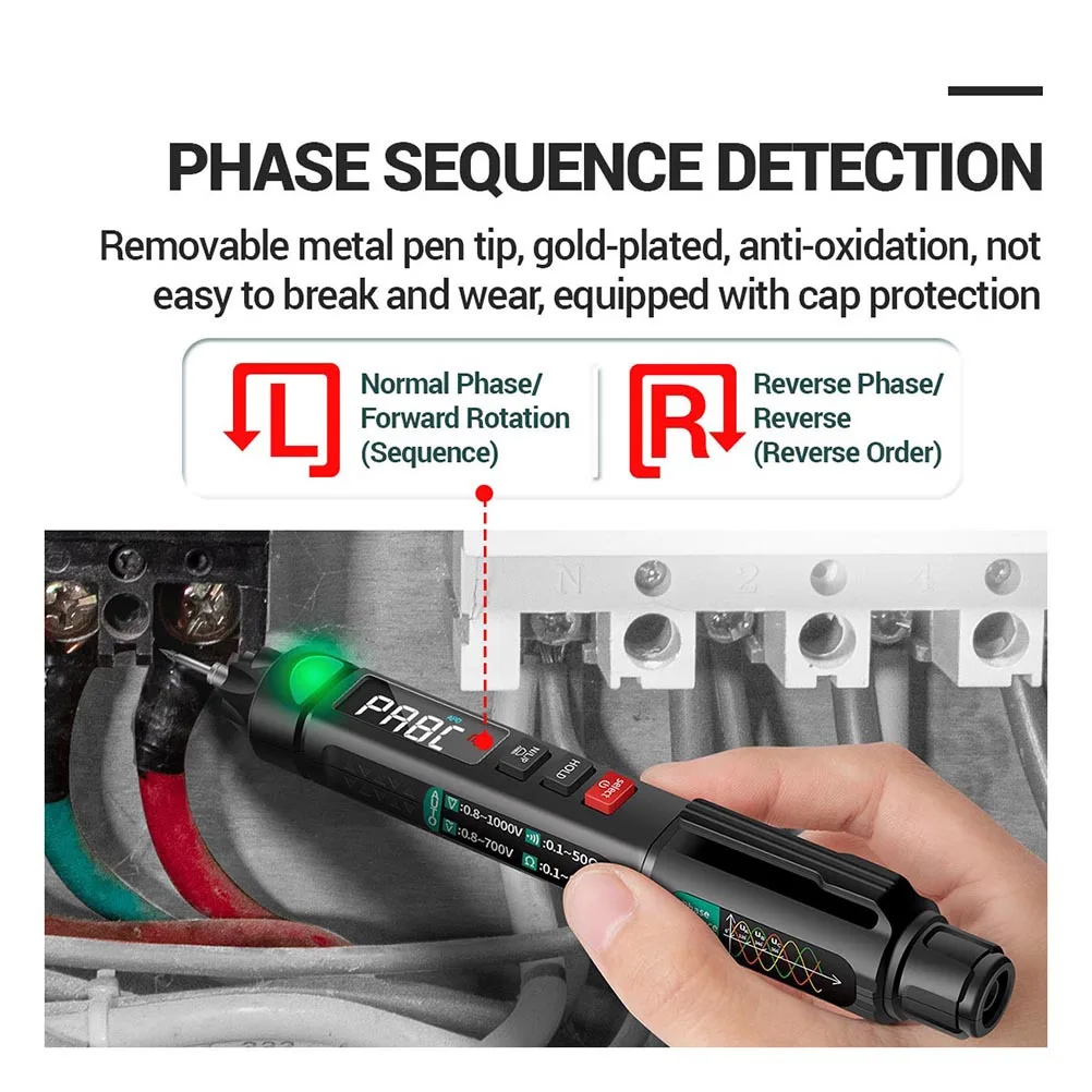 1Set Penna di tensione digitale intelligente 3 livelli di sensibilità 12V-1000V Spegnimento automatico Test senza contatto facile da usare