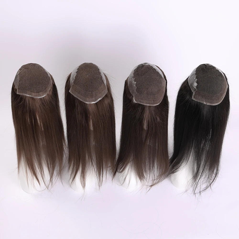 High Quality Brown Color Q6 Base Skin Women Toupee 100% Virgin Human Hair Wig Soft Hair Toupee For Women