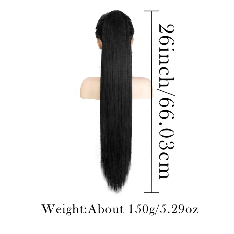 Straight Drawstring Ponytail Extension 26'' Long Straight Drawstring Ponytail Fluffy Synthetic Pony Tails Hairpieces Daily Party