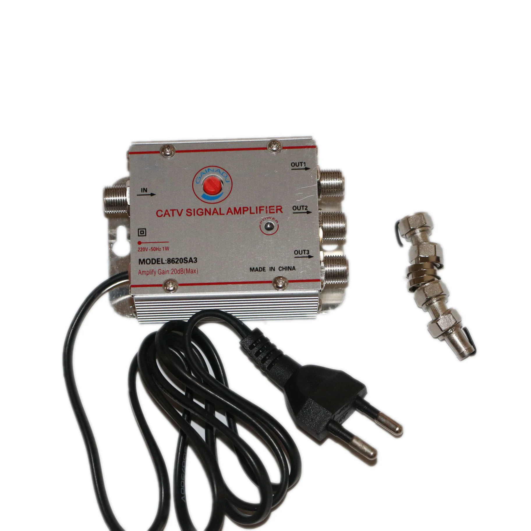 3Way 20db CATV TV Antenna Signal Amplifier 8620SA3 Booster Splitter Europe EU plug AMP Splitter Home TV Equipments