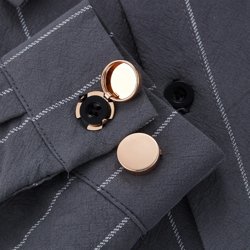 1 Pair Brass Imitation Cuff Links Round Button Cover Brass Cufflinks Button Cover Cuff Links for Male Female Theme Drop Shipping