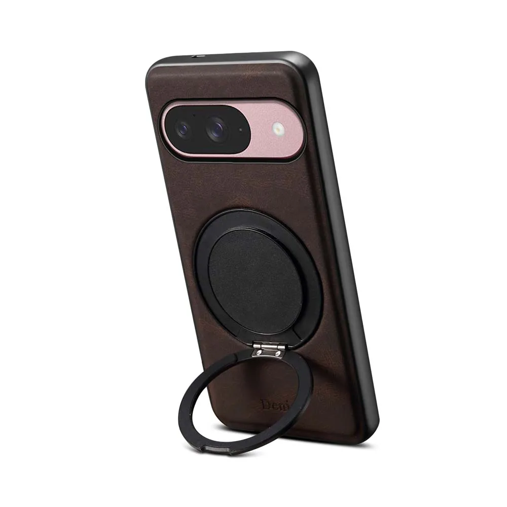 for Magsafe RetroLeather Rotate Ring Stand Holder Case for Google Pixel 8 7 9 Pro XL 8A 7A Magnetic Shockproof Back Cover Bumper
