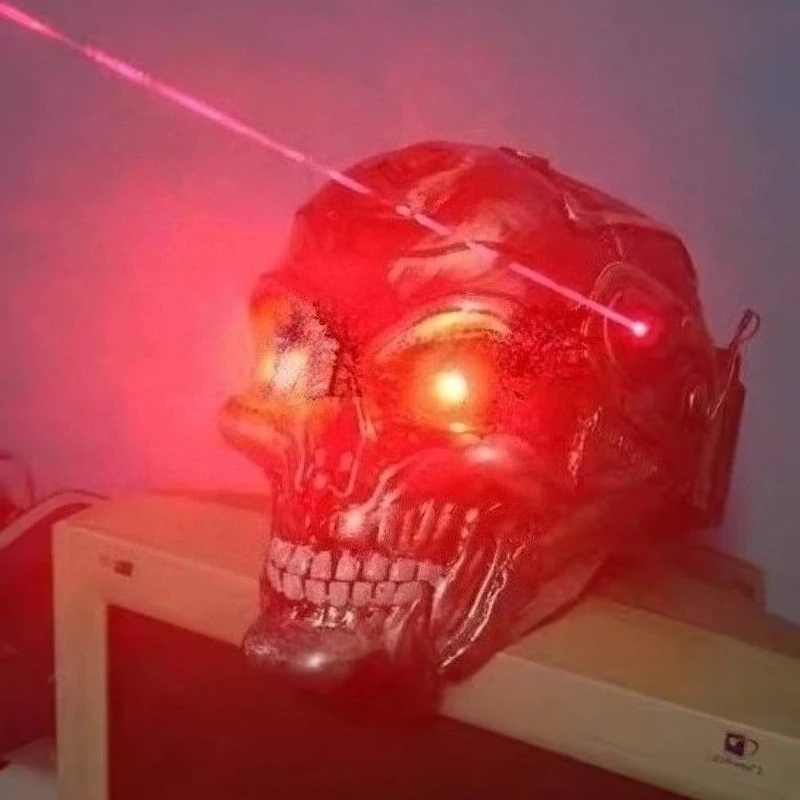 Terminator Robot-casco de calavera brillante, máscara con apertura de boca y diadema cerrada, accesorios de agarre para Halloween, puesta en escena para fiesta