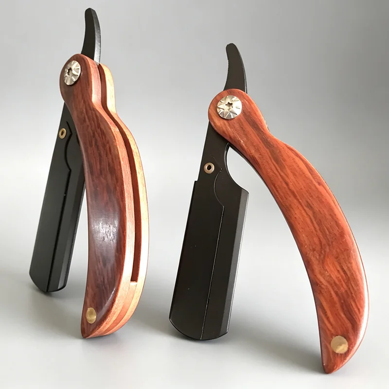 Shaving Razor Mini Men's Razor Small Wooden Handle Barber Hair Cut Razor Portable Change Replace Blade Type Shaving Tool Gift
