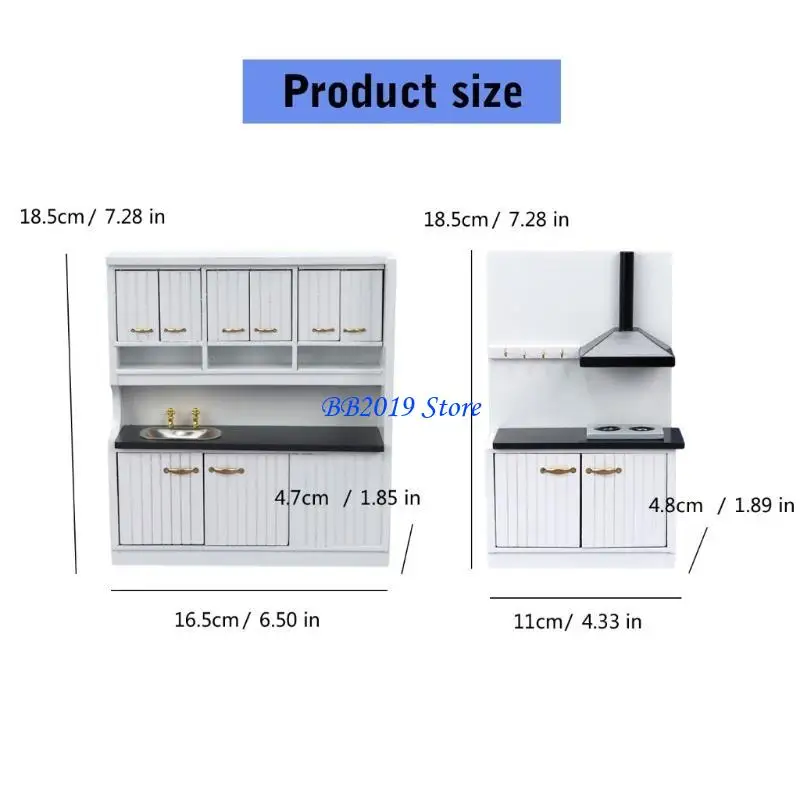 Q0KB Tủ Bếp Nội Thất Gỗ Nhà Búp Bê Mini Giả Vờ Chơi Phụ Kiện