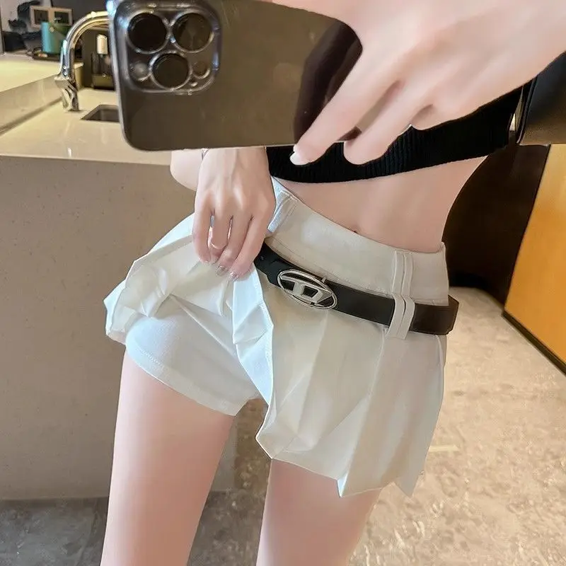 Luźna, plisowana, modna spódnica w kształcie litery A dla kobiet z wysoką talią