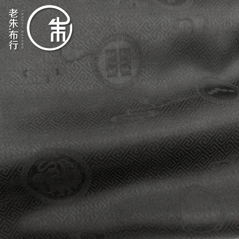 Four Warp Twisted High-End Black Chinese Style Flower Silk Real Silk Gambiered Guangdong Silk Material Cheongsam Top Fabric